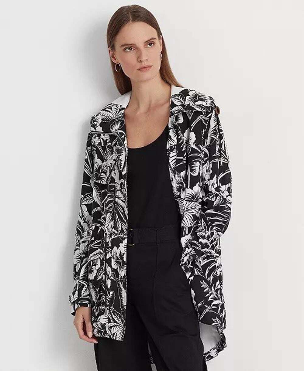 LAUREN RALPH LAUREN Women’s Floral Ripstop Hooded Windbreaker Jacket SZ XL